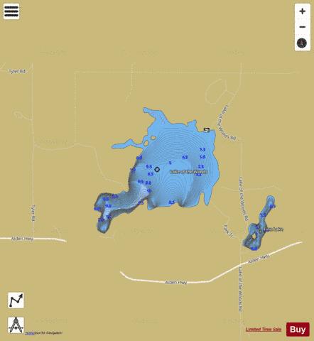Woods, Lake of the depth contour Map - i-Boating App