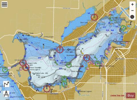 Muskegon Lake depth contour Map - i-Boating App