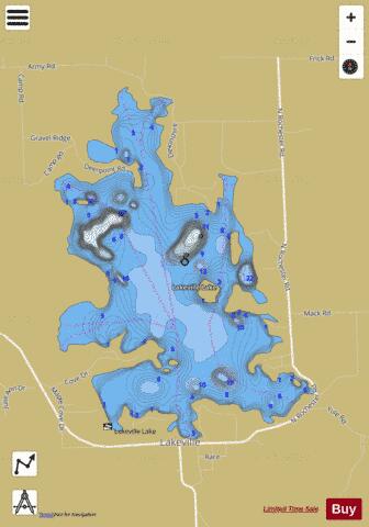 Lakeville Lake depth contour Map - i-Boating App