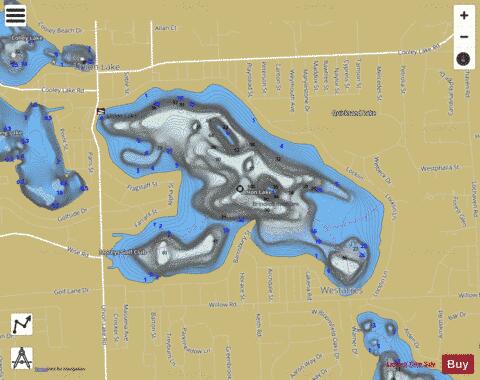 Union Lake depth contour Map - i-Boating App