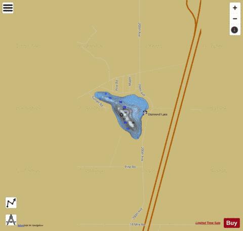 Diamond Lake depth contour Map - i-Boating App