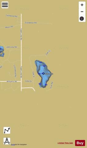 Oak Lake depth contour Map - i-Boating App