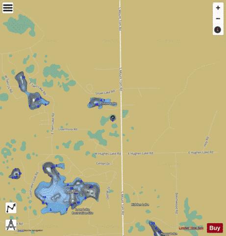 Two Bit Lake depth contour Map - i-Boating App