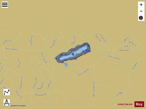 Pencil Lake depth contour Map - i-Boating App