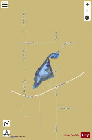 Sweet Lake depth contour Map - i-Boating App