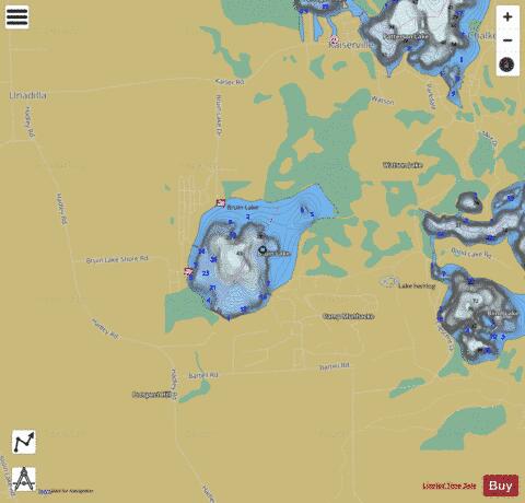 Bruin Lake depth contour Map - i-Boating App