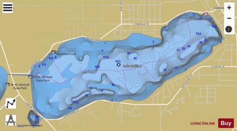 Cadillac, Lake depth contour Map - i-Boating App