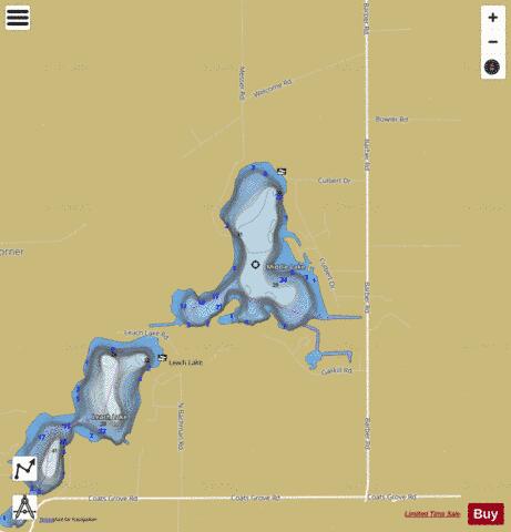 Middle Lake depth contour Map - i-Boating App