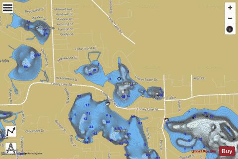 Cooley Lake depth contour Map - i-Boating App
