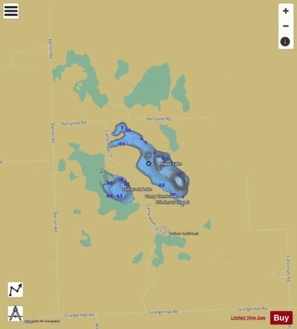 Phipps Lake depth contour Map - i-Boating App