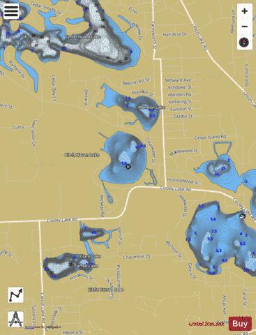 Round Lake depth contour Map - i-Boating App