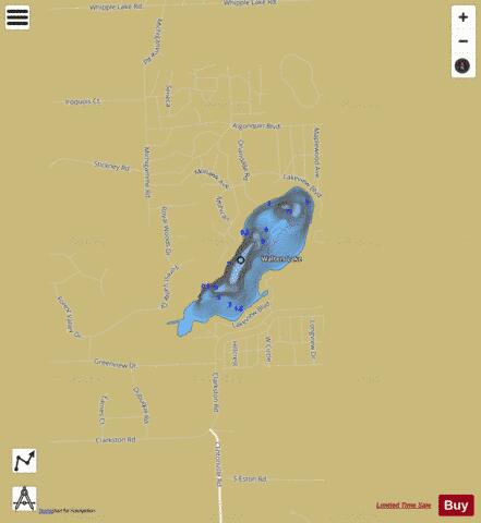 Walters Lake depth contour Map - i-Boating App