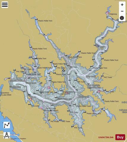 Carters Lake depth contour Map - i-Boating App