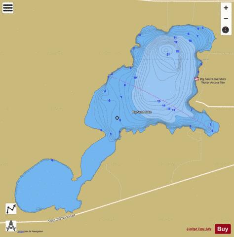 Big Sand depth contour Map - i-Boating App