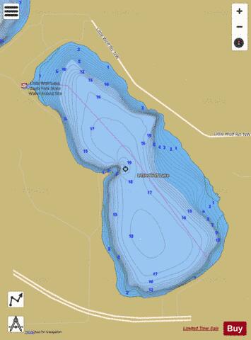 Little Wolf depth contour Map - i-Boating App