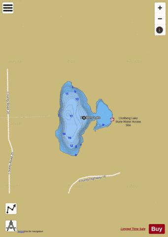 Lindberg depth contour Map - i-Boating App