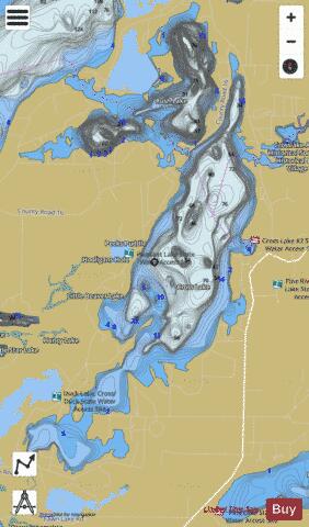 Cross Lake Reservoir depth contour Map - i-Boating App