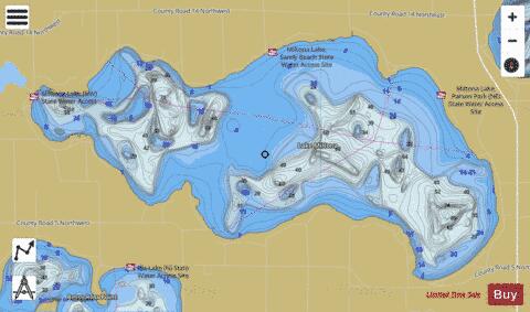 Miltona depth contour Map - i-Boating App