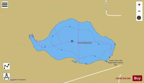 Lower Twin depth contour Map - i-Boating App