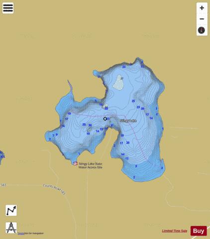Stingy depth contour Map - i-Boating App