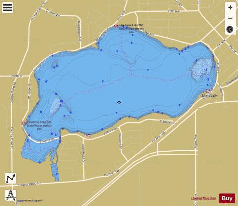 Okabena depth contour Map - i-Boating App