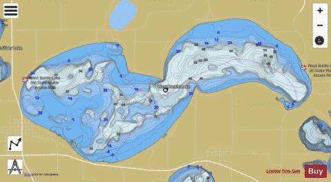 West Battle depth contour Map - i-Boating App