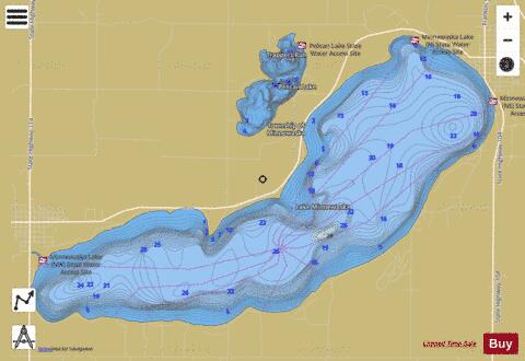 Minnewaska depth contour Map - i-Boating App