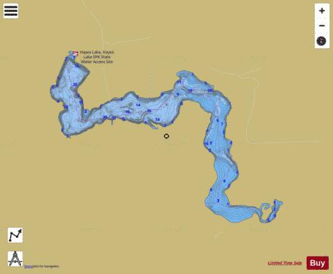 Hayes depth contour Map - i-Boating App