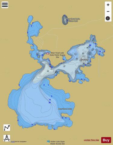 Bearhead depth contour Map - i-Boating App