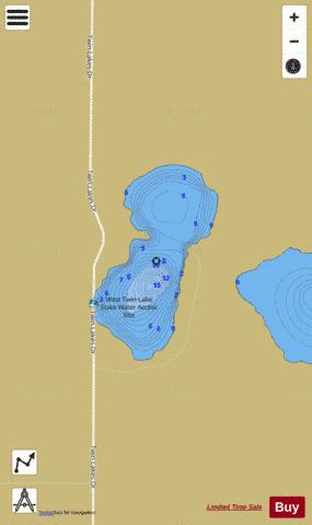 West Twin depth contour Map - i-Boating App