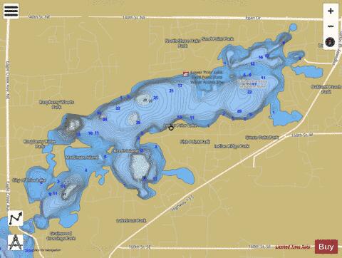 Lower Prior depth contour Map - i-Boating App
