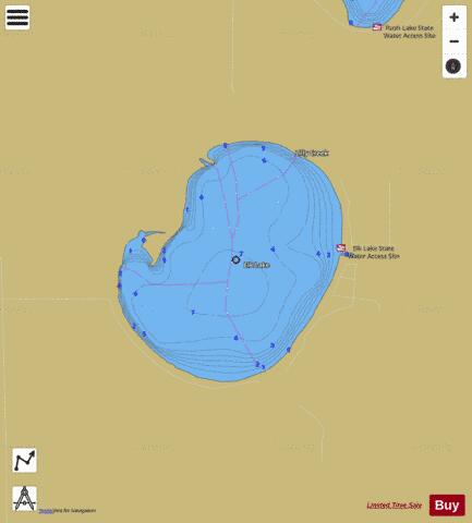 Elk depth contour Map - i-Boating App