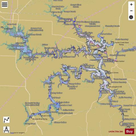 Harry S Truman Reservoir depth contour Map - i-Boating App