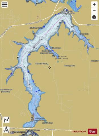 Lake Jacomo depth contour Map - i-Boating App