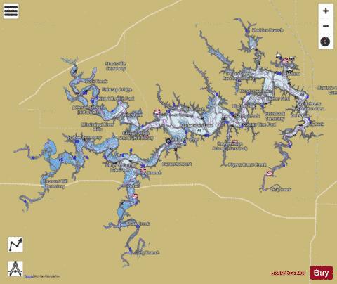 Mark Twain Lake depth contour Map - i-Boating App