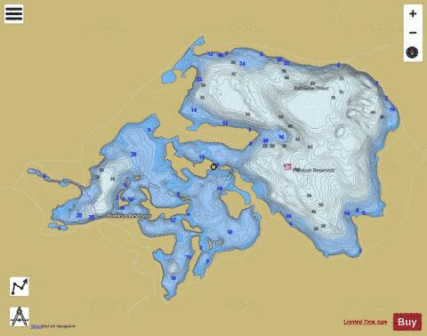 Pishkun Reservoir depth contour Map - i-Boating App