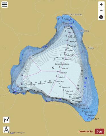 Lake Mary Ronan depth contour Map - i-Boating App