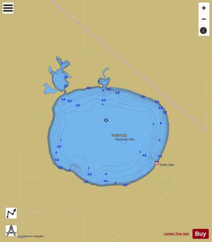 Davis Lake depth contour Map - i-Boating App