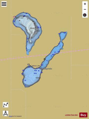 St. Mary's Lake depth contour Map - i-Boating App