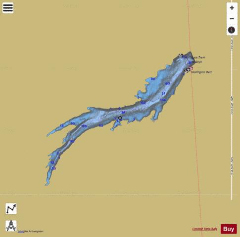 Northgate Dam depth contour Map - i-Boating App