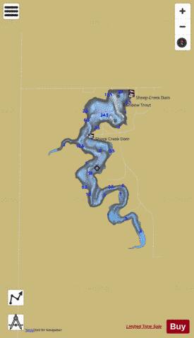 Sheep Creek Dam depth contour Map - i-Boating App