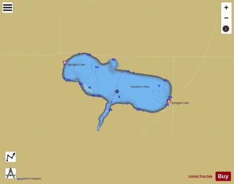Sprague Lake depth contour Map - i-Boating App