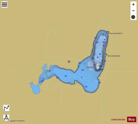 Rice Lake (Ward) depth contour Map - i-Boating App