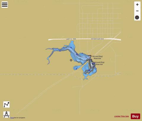 McLeod (Ray) Reservoir depth contour Map - i-Boating App