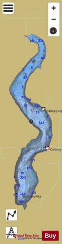 Carbury Dam depth contour Map - i-Boating App