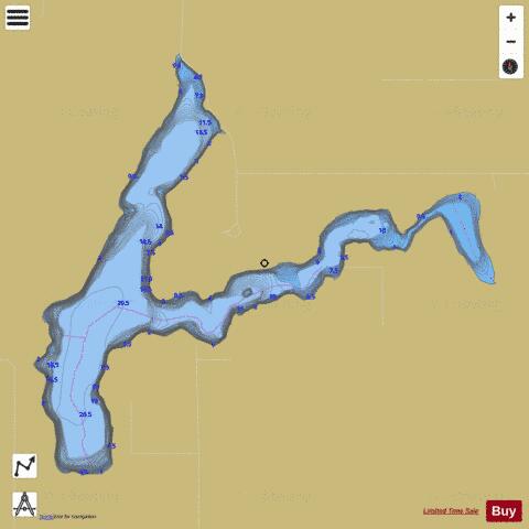 Alkali Lake (Stutsman) depth contour Map - i-Boating App