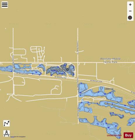 Fremont Lakes 1 depth contour Map - i-Boating App