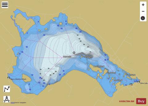 Bow Lake depth contour Map - i-Boating App