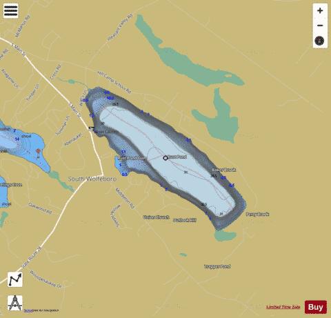 Rust Pond depth contour Map - i-Boating App