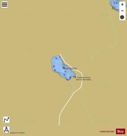 Tewksbury Pond depth contour Map - i-Boating App